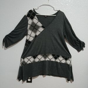 Elegant Women's Charcoal and Black Tunic